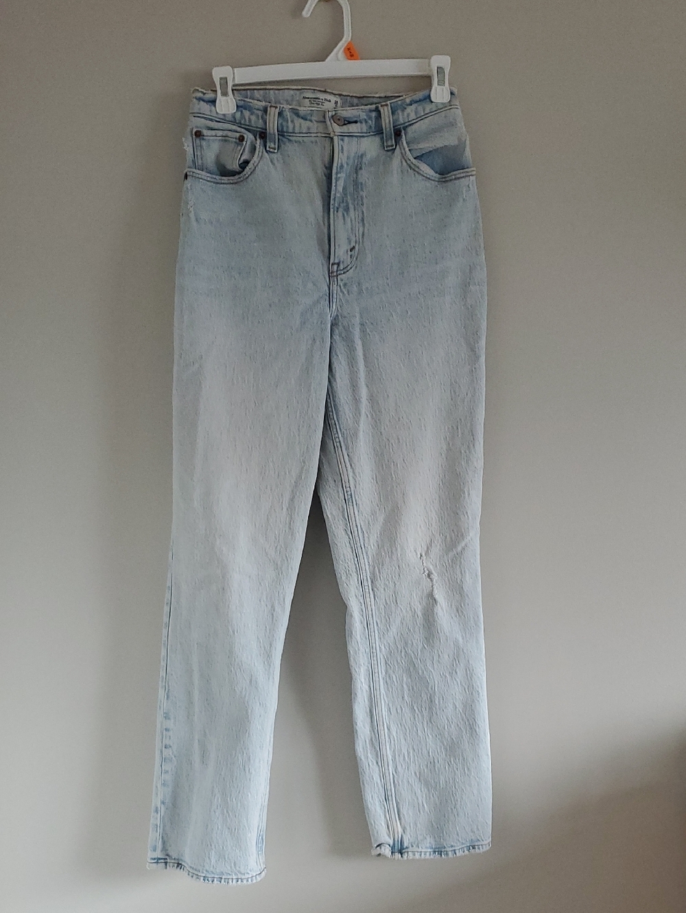 Abercrombie & Fitch Light Blue Ripped 90's Straight Leg Ultra High Rise Jeans 6
